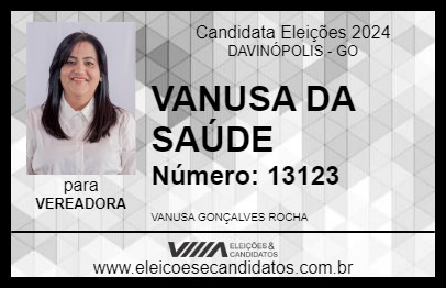 Candidato VANUSA DA SAÚDE 2024 - DAVINÓPOLIS - Eleições