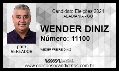 Candidato WENDER DINIZ 2024 - ABADIÂNIA - Eleições