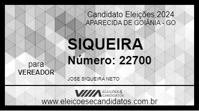 Candidato SIQUEIRA 2024 - APARECIDA DE GOIÂNIA - Eleições