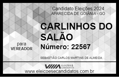 Candidato CARLINHOS DO SALÃO 2024 - APARECIDA DE GOIÂNIA - Eleições