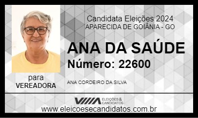 Candidato ANA DA SAÚDE 2024 - APARECIDA DE GOIÂNIA - Eleições