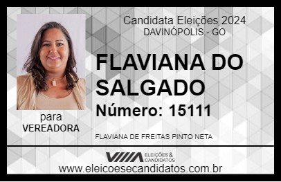 Candidato FLAVIANA DO SALGADO 2024 - DAVINÓPOLIS - Eleições