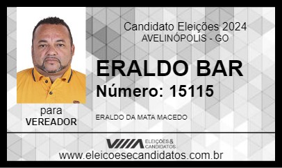 Candidato ERALDO BAR 2024 - AVELINÓPOLIS - Eleições