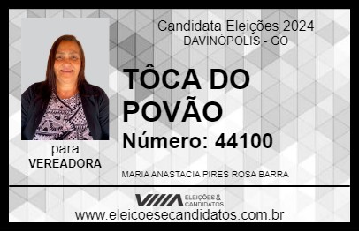 Candidato TÔCA DO POVÃO 2024 - DAVINÓPOLIS - Eleições