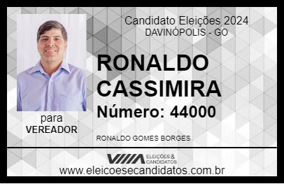 Candidato RONALDO CASSIMIRA 2024 - DAVINÓPOLIS - Eleições