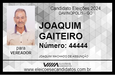 Candidato JOAQUIM GAITEIRO 2024 - DAVINÓPOLIS - Eleições