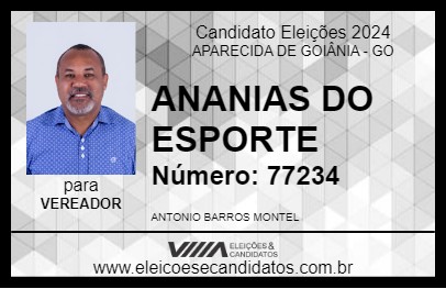 Candidato ANANIAS DO ESPORTE 2024 - APARECIDA DE GOIÂNIA - Eleições