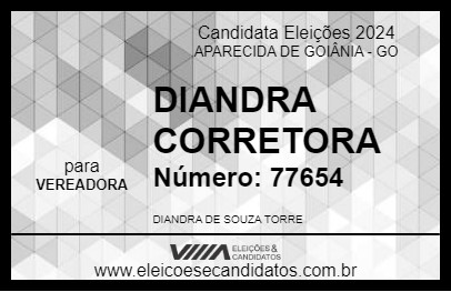 Candidato DIANDRA CORRETORA 2024 - APARECIDA DE GOIÂNIA - Eleições