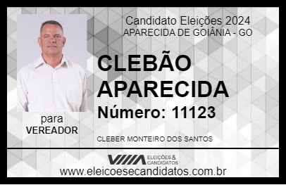 Candidato CLEBÃO APARECIDA 2024 - APARECIDA DE GOIÂNIA - Eleições