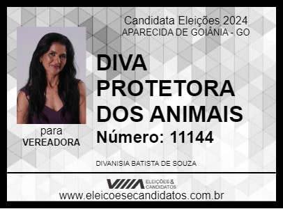 Candidato DIVA PROTETORA DOS ANIMAIS 2024 - APARECIDA DE GOIÂNIA - Eleições