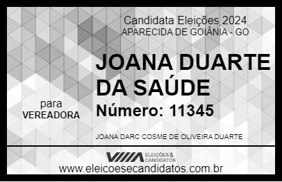 Candidato JOANA DUARTE DA SAÚDE 2024 - APARECIDA DE GOIÂNIA - Eleições