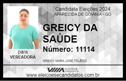 Candidato GREICY DA SAÚDE 2024 - APARECIDA DE GOIÂNIA - Eleições