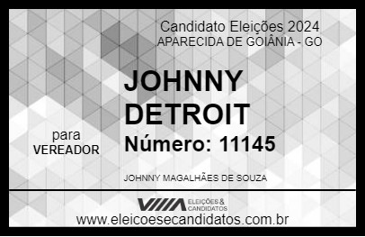 Candidato JOHNNY DETROIT 2024 - APARECIDA DE GOIÂNIA - Eleições