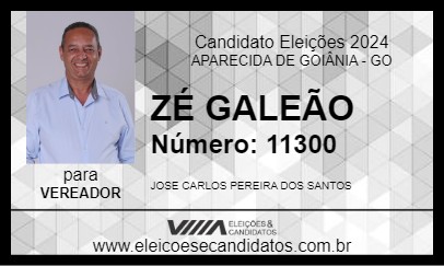 Candidato ZÉ GALEÃO 2024 - APARECIDA DE GOIÂNIA - Eleições