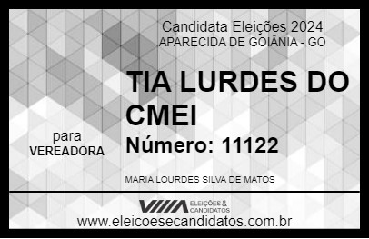 Candidato TIA LURDES DO CMEI 2024 - APARECIDA DE GOIÂNIA - Eleições