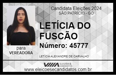 Candidato LETÍCIA DO FUSCÃO 2024 - SÃO PATRÍCIO - Eleições