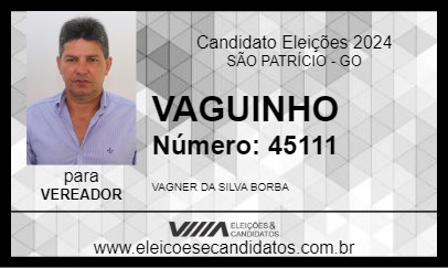 Candidato VAGUINHO 2024 - SÃO PATRÍCIO - Eleições