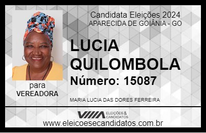 Candidato LUCIA QUILOMBOLA 2024 - APARECIDA DE GOIÂNIA - Eleições