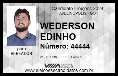 Candidato WEDERSON EDINHO 2024 - AVELINÓPOLIS - Eleições