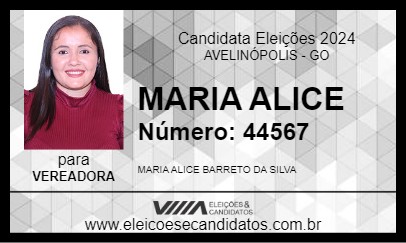 Candidato MARIA ALICE 2024 - AVELINÓPOLIS - Eleições