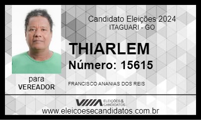 Candidato THIARLEM 2024 - ITAGUARI - Eleições