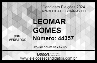 Candidato LEOMAR GOMES 2024 - APARECIDA DE GOIÂNIA - Eleições