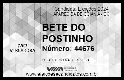 Candidato BETE DO POSTINHO 2024 - APARECIDA DE GOIÂNIA - Eleições