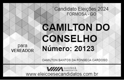 Candidato CAMILTON DO CONSELHO 2024 - FORMOSA - Eleições