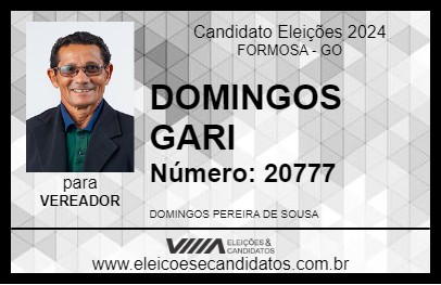 Candidato DOMINGOS GARI 2024 - FORMOSA - Eleições