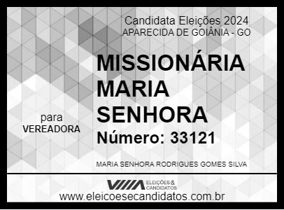 Candidato MISSIONÁRIA MARIA SENHORA 2024 - APARECIDA DE GOIÂNIA - Eleições