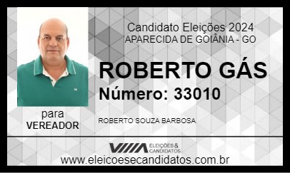 Candidato ROBERTO GÁS 2024 - APARECIDA DE GOIÂNIA - Eleições