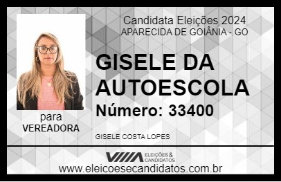 Candidato GISELE DA AUTOESCOLA 2024 - APARECIDA DE GOIÂNIA - Eleições