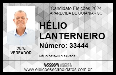 Candidato HÉLIO LANTERNEIRO 2024 - APARECIDA DE GOIÂNIA - Eleições