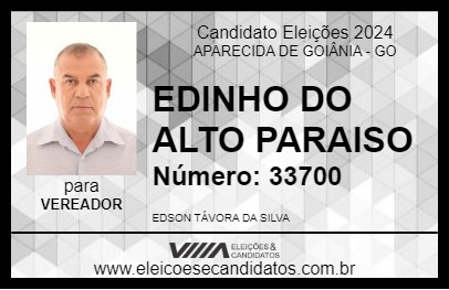 Candidato EDINHO DO ALTO PARAISO 2024 - APARECIDA DE GOIÂNIA - Eleições