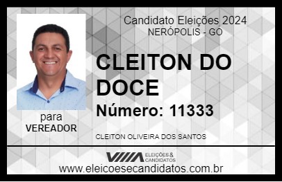 Candidato CLEITON DO DOCE 2024 - NERÓPOLIS - Eleições