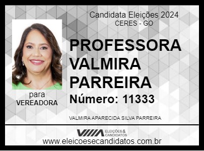 Candidato PROFESSORA VALMIRA PARREIRA 2024 - CERES - Eleições