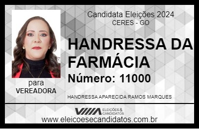 Candidato HANDRESSA DA FARMÁCIA 2024 - CERES - Eleições