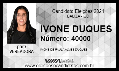 Candidato IVONE DUQUES 2024 - BALIZA - Eleições