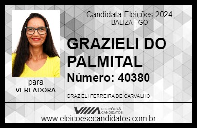 Candidato GRAZIELI DO PALMITAL 2024 - BALIZA - Eleições