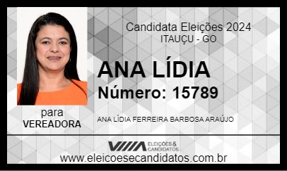 Candidato ANA LÍDIA 2024 - ITAUÇU - Eleições