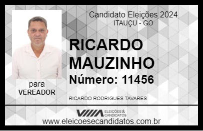 Candidato RICARDO MAUZINHO 2024 - ITAUÇU - Eleições