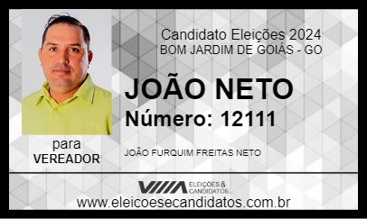 Candidato JOÃO NETO 2024 - BOM JARDIM DE GOIÁS - Eleições