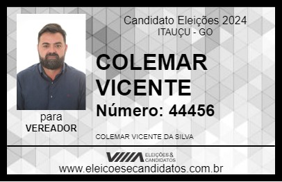 Candidato COLEMAR VICENTE 2024 - ITAUÇU - Eleições