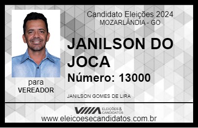 Candidato JANILSON DO JOCA 2024 - MOZARLÂNDIA - Eleições