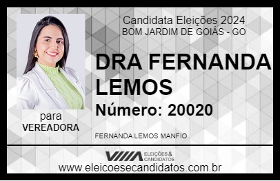 Candidato DRA FERNANDA LEMOS 2024 - BOM JARDIM DE GOIÁS - Eleições