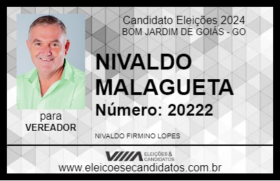 Candidato NIVALDO MALAGUETA 2024 - BOM JARDIM DE GOIÁS - Eleições