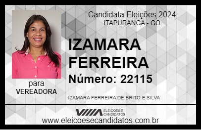 Candidato IZAMARA FERREIRA 2024 - ITAPURANGA - Eleições