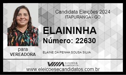 Candidato ELAININHA 2024 - ITAPURANGA - Eleições