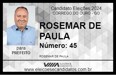 Candidato ROSEMAR DE PAULA 2024 - CÓRREGO DO OURO - Eleições