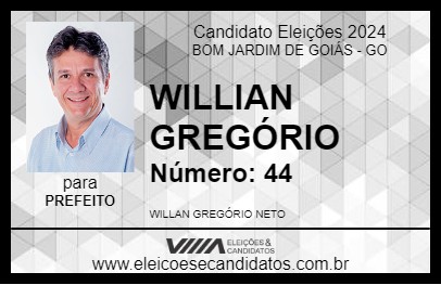 Candidato WILLIAN GREGÓRIO 2024 - BOM JARDIM DE GOIÁS - Eleições